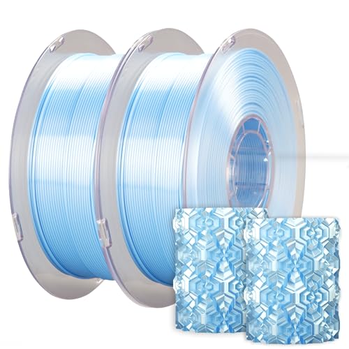 PLA Silk Filament 1,75mm, kexcelled Shiny Gloss 3D Drucker Filament +/- 0,03mm, 2kg Spule (4,4lbs), PLA Bundle, Seidige Oberfläche, Vakuumverpackung, 2 Pack, Himmelblau von kexcelled