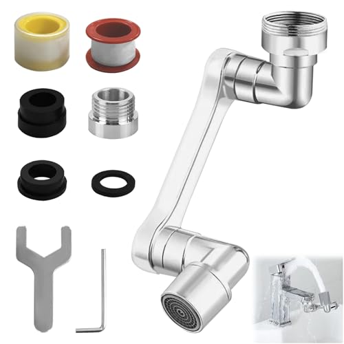 keyxer 1440° Wasserhahn Aufsatz Schwenkbar, Drehbarer Wassersparender Siebstrahlregler, Perlatoren für Wasserhähne Aus Messing, für Küche Badezimmer, Rotierender Wasserhahn Schwenkbarer von keyxer