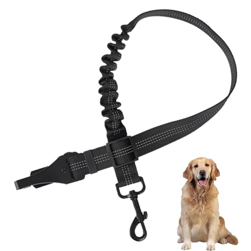 keyxer Hunde Autogurt,Anschnallgurt Hund Auto Set: Verstellbarer Hundegurt Auto mit Elastischer Ruckdämpfung – Sicherheitsgurt für Alle Hunderassen & Autotypen für Autoreisen,Schwarz von keyxer