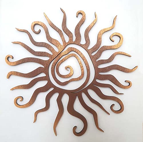 kh Teile Holz Wanddeko Sonne Spirale 20cm Wandbild Innen Außen Garten Geschenk Idee Wandschmuck Wand Deko (Braun, Bronze) von kh Teile
