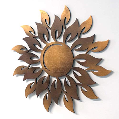 kh Teile Holz Wanddeko Sonne Flammen 40 cm Bronze Glanz Wandbild Dekoration Geschenk Wand Deko Wohnzimmer Balkon Garten Innen Außen Schlafzimmer etc.. von kh Teile