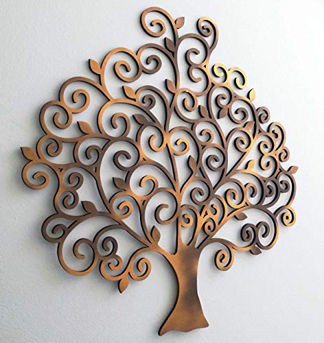 kh Teile Wanddeko Holz Lebensbaum Baum Wandbild 3D Innen Außen Garten Geschenk Idee Wandschmuck Wand Deko (40 x 40 cm) von kh Teile