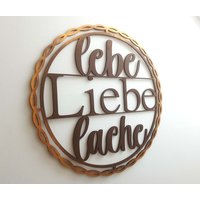 Wanddeko Holz Spruch "Lebe Liebe Lache" Wandbild Wand Deko Dekoration Türdeko Fensterdeko Modern Holzdeko Geschenk Wandspruch Zitat Groß von khWohndesign