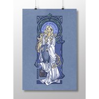Jugendstil - Geeky Homeartwork Galadriel Nouveau Großer Druck Jugendstil - Geeky Homeartwork Galadriel Nouveau Großer Druck von khallion