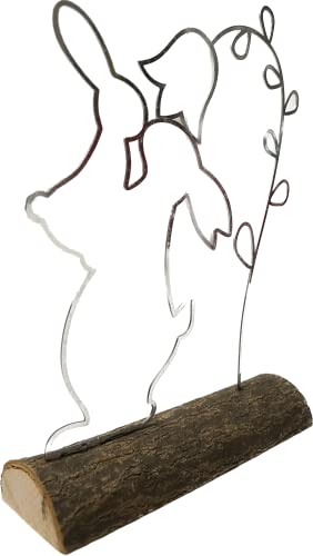khevga Deko Figur Hase mit Blume aus Metall und Holz von khevga