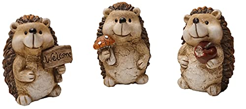 khevga Deko-Figuren Herbst Niedliche Igel aus Terracotta und Polyresin im 3er liebevolle Herbstdekoration für Tisch, Fensterbank, Regal, Garten oder Eingangsbereich, perfekt für gemütliche Deko-Ideen von khevga