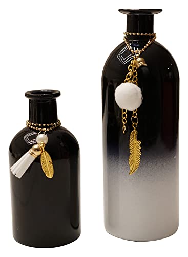 khevga Deko-Vase Vase Schwarz Weiß Gold 2er Set khevga Deko-Vase Vase Schwarz Weiß Gold 2er Set von khevga