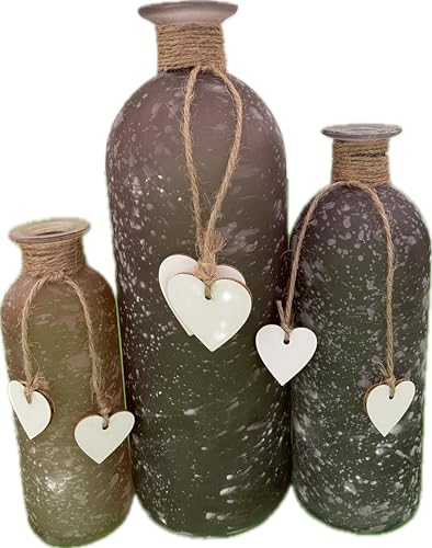 khevga Deko-Vasen im 3er Set aus Glas mit Herz Blumenvase - satiniertes Glas von khevga