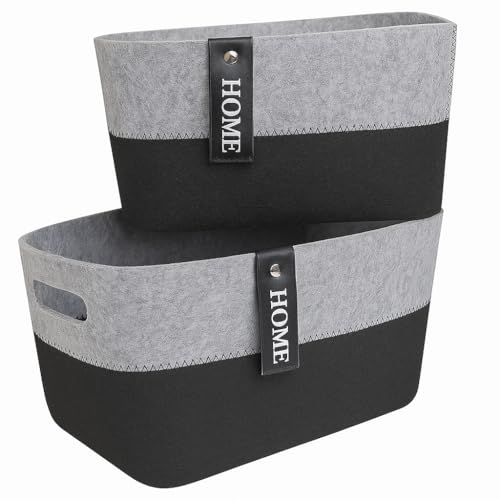 khevga Filzkorb 2er Set – Aufbewahrung für Wohnzimmer, Bad & Küche – Für Kosmetik, Spielzeug & mehr – Stabil & vielseitig einsetzbar von khevga