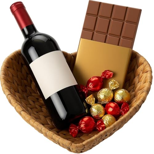 Geschenkkorb leer Herzform – Khevga Präsentkorb leer für Hochzeit, Korb für Geschenk aus Weide, dekoratives Geschenkkörbchen zum Befüllen und Verschenken (1) von khevga