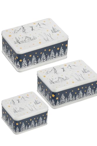 khevga Keksdose Weihnachten Blech Plätzchendose Set (weiß-schwarz) von khevga