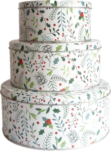 khevga Keksdose Weihnachten Set Plätzchendose aus Blech Set (weiß-bunt) von khevga