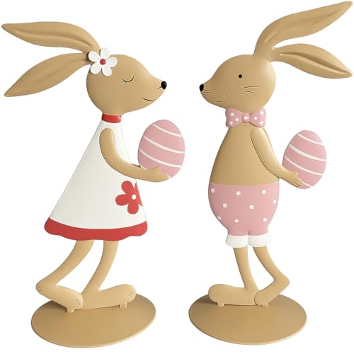 khevga Osterdeko Osterhase Deko-Hase aus Metall 2er Set (rosa) von khevga
