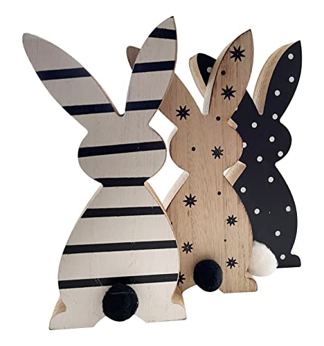 khevga Osterdeko - Osterhase Hasen Figur aus Holz 3er Set (Schwarz) von khevga