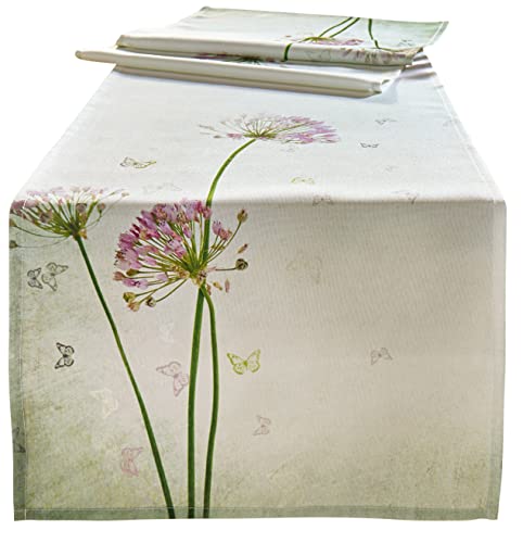 khevga Tischläufer Frühjahr Sommer Tischdeko Allium Blume 150 x 40 cm von khevga