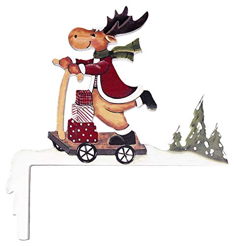 khevga Weihnachtsdeko Purzelnde Elche für Türrahmen-Deko aus Holz (Elch mit Trettroller) von khevga