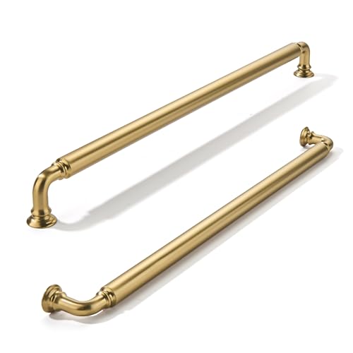 khtumeware Robuste Schrankgriffe, 305 mm Lochmitte, satiniertes Messing, Schubladengriffe, Schrankbeschläge, geeignet für Küchenschränke, Badezimmer und Kommoden, Champagnerbronze, 2 Stück von khtumeware