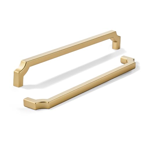 khtumeware Schrankgriffe, 256 mm, gebürstetes Gold, solide Zinklegierung, robuste Griffe für Küchen-/Badezimmerschränke, Schubladen und Schränke (25,4 cm Mitte zu Mitte) von khtumeware