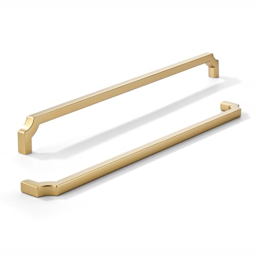 khtumeware Schrankgriffe, 305 mm, gebürstetes Gold, solide Zinklegierung, robuste Griffe für Küchen-/Badezimmerschränke, Schubladen und Schränke (30,5 cm Mitte zu Mitte), 2 Stück von khtumeware
