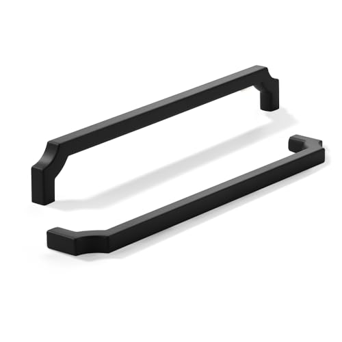 khtumeware Schrankgriffe, solide Zinklegierung, robuste Griffe für Küchen-/Badezimmerschränke, Schubladen und Schränke, 256 mm, mattschwarz, 5 Stück von khtumeware
