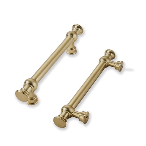 khtumeware Schrankgriffe aus gebürstetem Messing, 76 mm, für Küchenschränke, Kommoden, für Badezimmer, 10 Stück von khtumeware