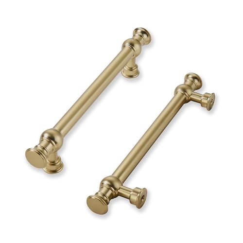 khtumeware Schrankgriffe aus gebürstetem Messing, massiv, robust, für Küchenschränke, Kommoden, 102 mm, 102 mm, 10 Stück von khtumeware