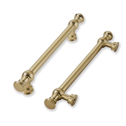 khtumeware Schrankgriffe aus gebürstetem Messing, massiv, robust, für Küchenschränke, Kommoden, 128 mm, 10 Stück von khtumeware