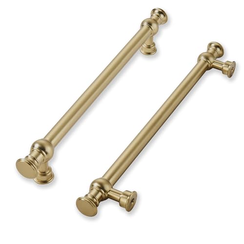 khtumeware Schrankgriffe aus gebürstetem Messing, massiv, robust, für Küchenschränke, Kommoden, 203 mm, 10 Stück von khtumeware