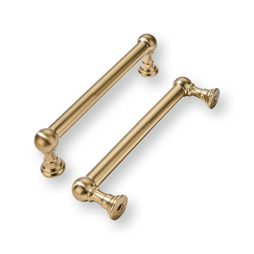 khtumeware Schrankgriffe aus massivem satiniertem Messing, für Schränke, Kommoden, Küchengriffe, Badezimmerschränke, Champagnerfarben, Bronze, 9,5 cm, 5 Stück von khtumeware