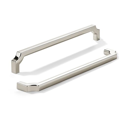 khtumeware Schrankgriffe aus poliertem Nickel, solide Zinklegierung, robuste Griffe für Küchen-/Badezimmerschränke, Schubladen und Schränke (25,4 cm Mitte zu Mitte), 256 mm, 2 Stück von khtumeware