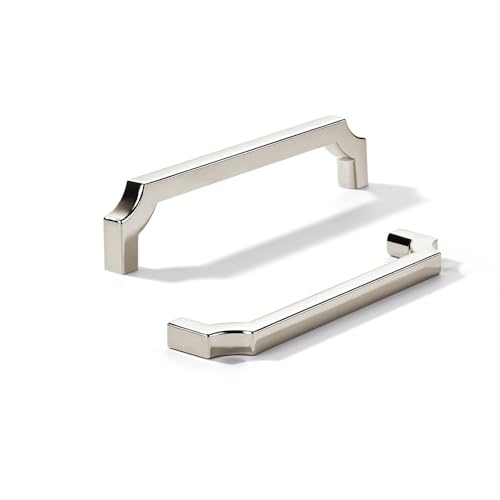 khtumeware Schrankgriffe aus poliertem Nickel, solide Zinklegierung, robuste Griffe für Küchen-/Badezimmerschränke, Schubladen und Schränke (8,9 cm Mitte zu Mitte), 2 Stück von khtumeware