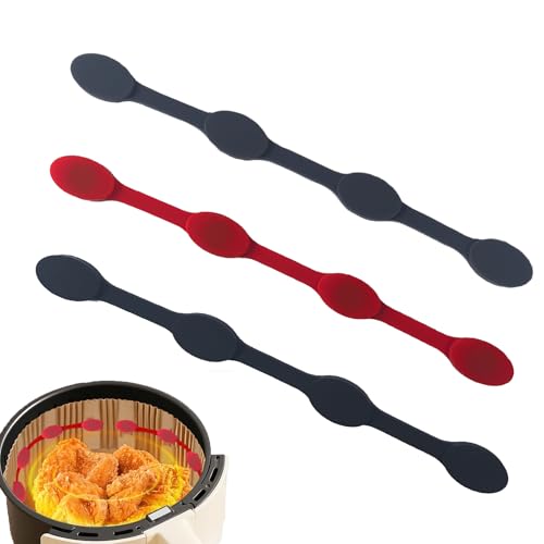 3 x Luftfritteusen-Magnete mit Silikon-Schnalle, Luftfritteusen-Magnete für Ninja Crispi, hochtemperaturbeständiges Zubehör, sichere Einsätze zur Verbrennungsverhinderung (grau, rot, schwarz) von kicder