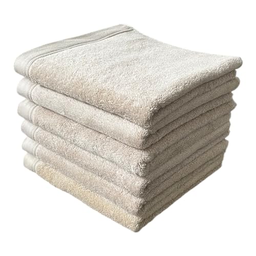 kidsearth® hochwertiges-Gästehandtuch-Set 100% Baumwolle 580g/m2 Oeko-TEX® Zertifiziert (Beige, 6 Handtücher 50 x 30 cm) von kidsearth