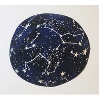 Glow in The Dark Constellations Kippah Yarmulke Saucer Style Cotton Outer Space Stars von kidskippot