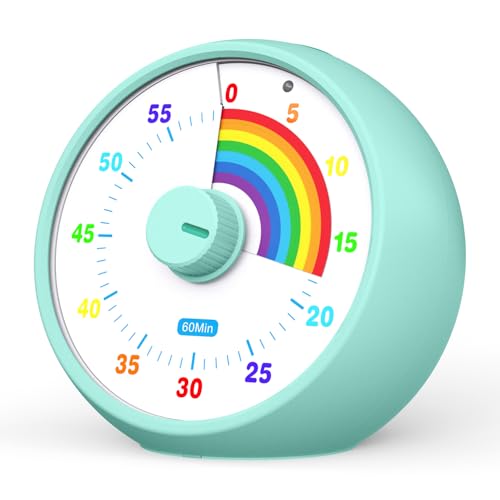 Visueller Timer für Kinder, 60-Minuten Countdown für Klassenzimmer Büro Küche, Schreibtisch Timer Kinder Zeitmanagement Tools mit leisem Betrieb, Tomato Time Tool Regenbogenmuster (Tiffany) von kiecky squirrel