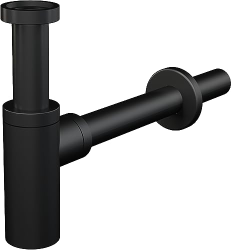 kielle Siphons - Waschtischsiphon, Durchmesser 32 mm, rund, Metall, schwarz matt 30901014 von kielle