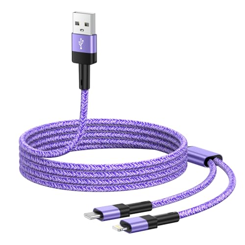 Multi Ladekabel, 1.2M 2 in 1 Ladekabel mit USB C/Lightning, Nylon USB C Schnellladekabel + iPhone kabel für iPhone 16 15 14 13 12 11 8 7 6 für Samsung Galaxy S25 S24 S23 S22 S21 Ultra A55 A54 A53 von kigpozi