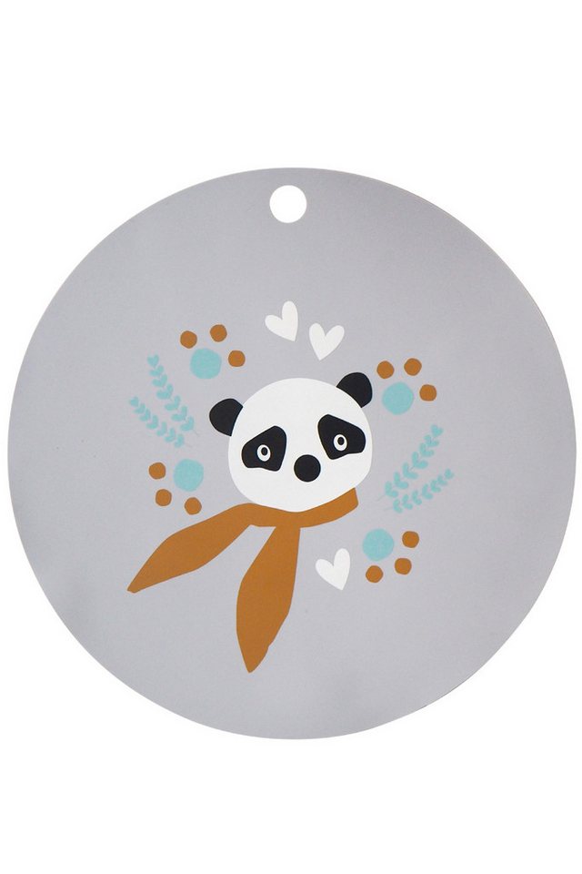 Platzset, Silikon Platzset Panda Silber Grau, kikadu, (1-St), aus BPA-freiem Silikon - 38 cm von kikadu