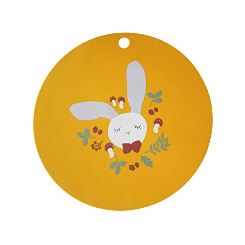 kikadu Silikon Platzset Hase Senfgelb - Kindergeschirr, BPA-frei, mit niedlichen Aufdrucken, Durchmesser 38cm von kikadu