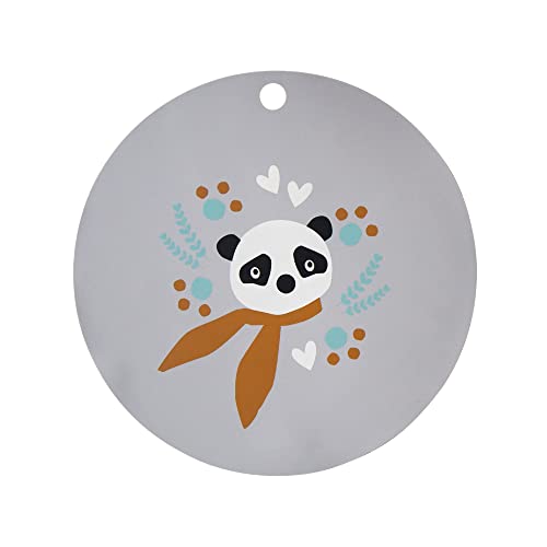 kikadu Silikon Platzset Panda Silber Grau - Kindergeschirr, BPA-frei, mit niedlichen Aufdrucken, Durchmesser 38cm von kikadu
