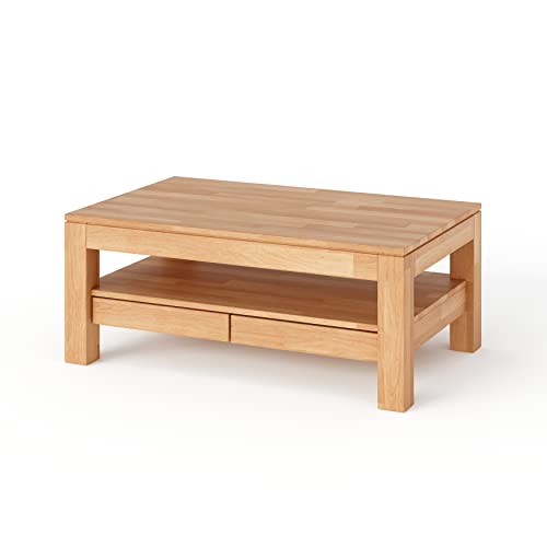 kiki design Couchtisch 110 cm mit 2 Schubkasten aus Massivholz, Rechteckig mit Schublade & Ablage, Langlebig & modern, Pflegeleicht & einfach zu montieren, Sofatisch, Wohnzimmer kiki design Couchtisch 110 cm mit 2 Schubkasten aus Massivholz, Rechteckig mit Schublade & Ablage, Langlebig & modern, Pflegeleicht & einfach zu montieren, Sofatisch, Wohnzimmer von kiki design