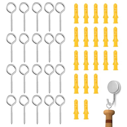 20 Stück Edelstahl-Augenschrauben für Garten, Rebe, Outdoor-DIY-Projekte – robuste Ösenschrauben zum Aufhängen, unterstützt Gartendraht, Heimgebrauch und Outdoor-Dekoration von kiki fancy