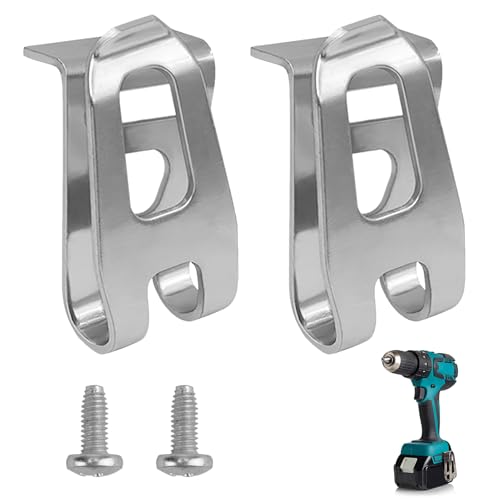 Gürtelclip Haken aus Edelstahl, 2 Stück Gürtelcliphaken mit Schrauben, Ersatz Gürtelclip Haken Silber Gürtelclip Metall Kompatibel mit XFD01 XFD07D DTD144 DTD144Z DHP481 12V 18V Gürtelclip Haken aus Edelstahl, 2 Stück Gürtelcliphaken mit Schrauben, Ersatz Gürtelclip Haken Silber Gürtelclip Metall Kompatibel mit XFD01 XFD07D DTD144 DTD144Z DHP481 12V 18V von kiki fancy