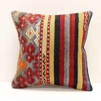 Handgefertigter Kelim-Kissenbezug 14x14 Boho Home Decor von kilimci24