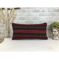 12x24 Gestreiftes Kissen, Handgemachtes Kelim Boho Esszimmerkissen, Bodenkissen, Yoga Deko 1697 von kilimpillowkingdom