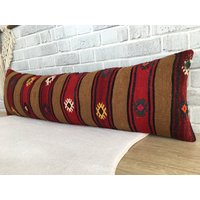 Couchkissen, Schlafzimmerdekokissen, Sofakissen, Kissenbezug, 12 X 42 cm Kelim Kissen, Ethno Webkissen, Patola 792 von kilimpillowkingdom