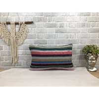 Deko Kelim Kissen, Kissenbezug, Boho Dekokissen, 12 X 20 Bodenkissen, Gewebtes Bettkissen, 1567 von kilimpillowkingdom