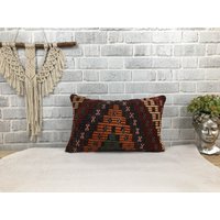 Dekokissen, Kelimkissen, Boho Kissen, 12x20 Bodenkissen, Gewebtes Bettkissen, 1608 von kilimpillowkingdom