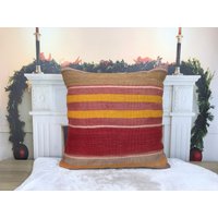 Handgemachtes Kelim Kissen, Wolle Kissenbezug, Bauernhaus Bodenkissen, Kissenbezug Bio, Boho Dekor, 24x24 Zoll 2142 von kilimpillowkingdom