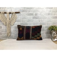 Handgemachtes Kissen, Deko Kelim Boho Dekokissen, 12x20 Bodenkissen, Gewebtes Bettkissen, 1611 von kilimpillowkingdom